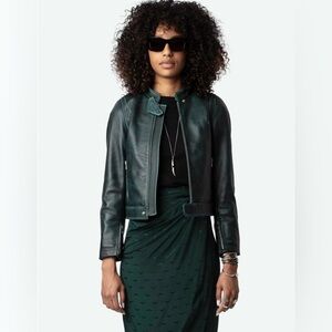 Zadig&Voltaire Loupa Leather Jacket, Dark Green, L